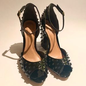 Schutz black studded sandals